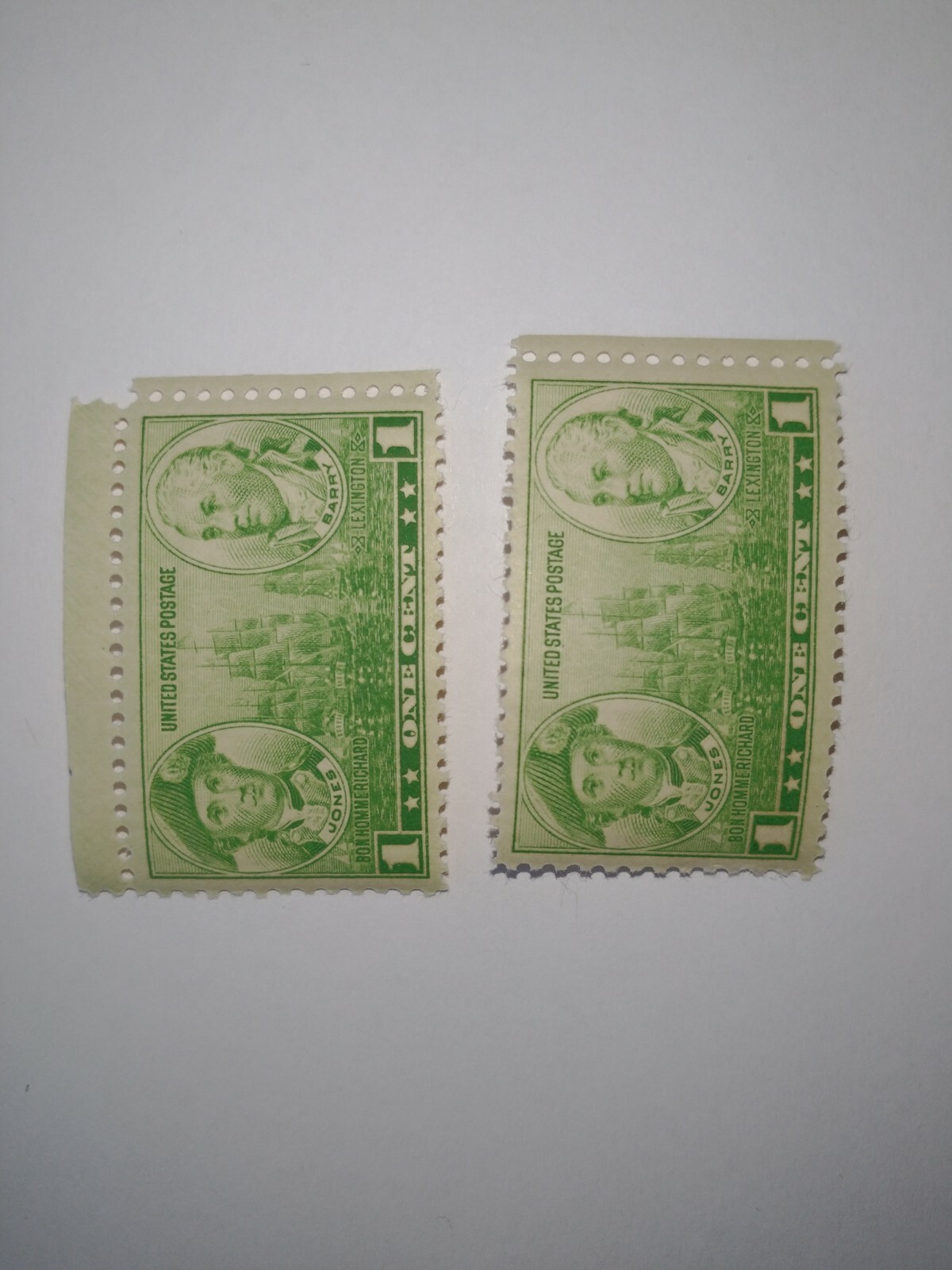 Lot of 2 1936 US Stamp Scott #790 Pair 1 Cent Jones/Barry UNUSED FREE SHIP #1