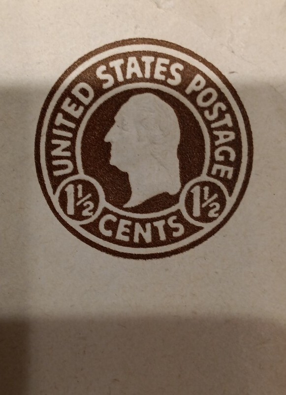 Rare U.S. George Washington 1 1/2 Cent Stamp -Brown Facing LH on envelope