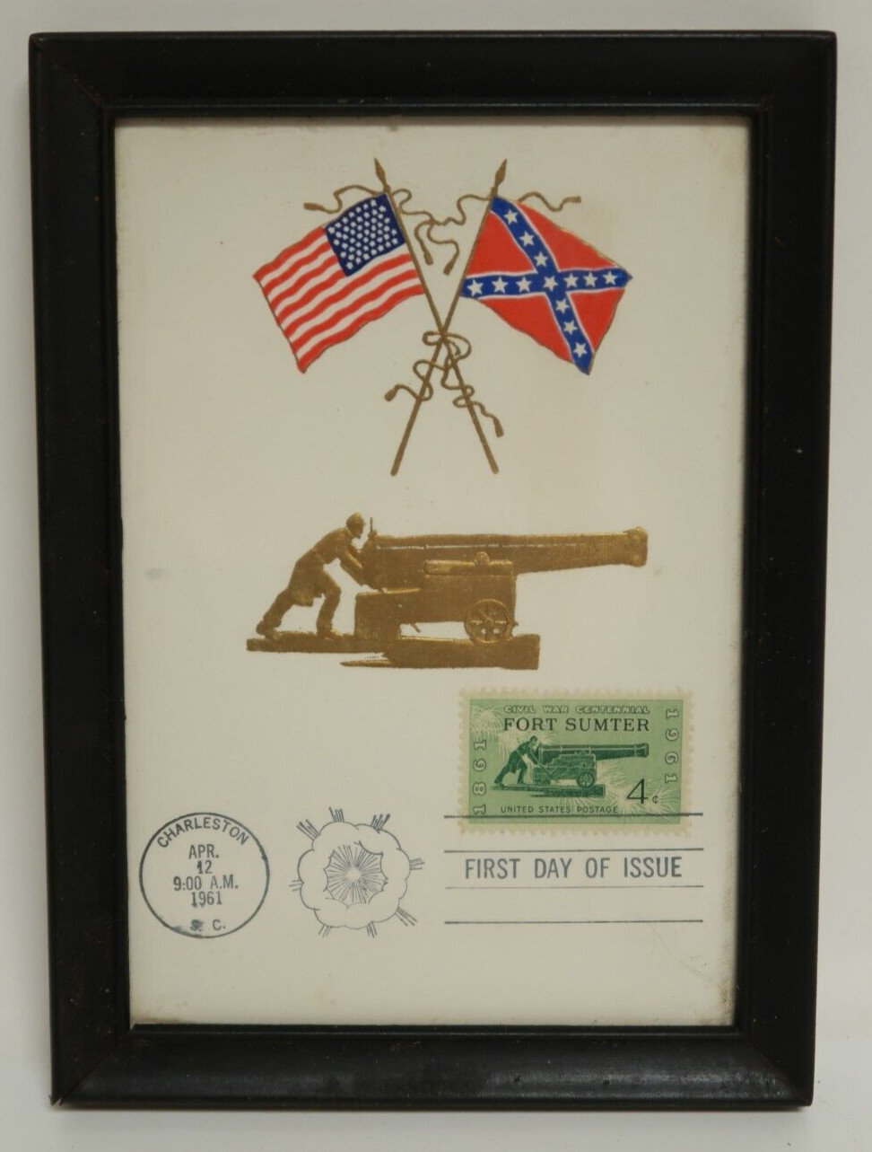 First Day of Issue Charleston 1961 Fort Sumter Stamp Framed 7″ x 5″
