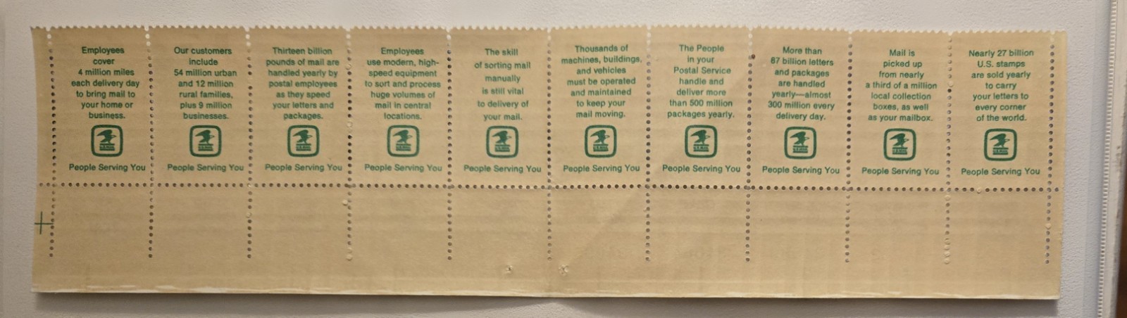 US 8 Cent Postal Service People. Strip of 10. MNH