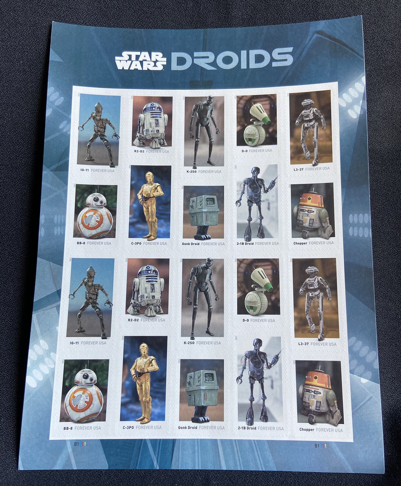 US Scott Sheet of20 Star Wars Droids USPostal 1stClass Forever Stamps NevrHinged