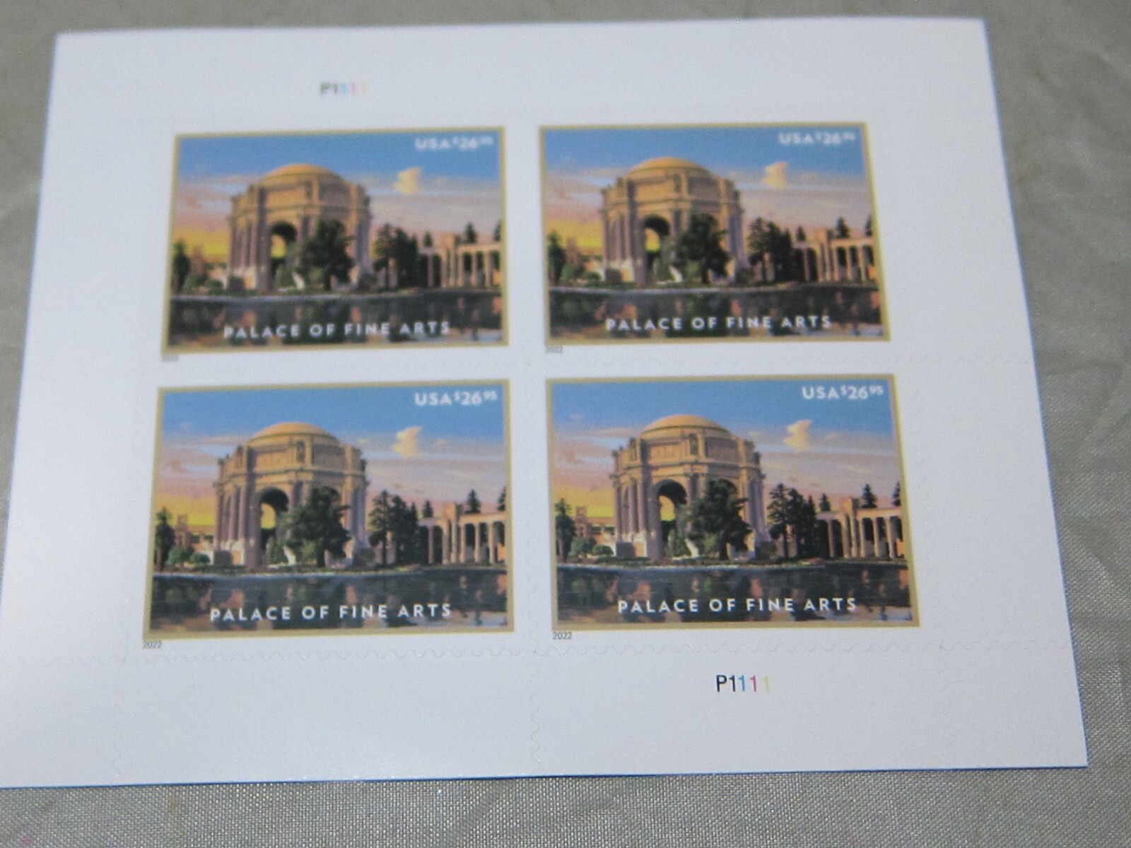 1 Sheet USPS $26.95 (4) Stamps Palace of Fine Arts