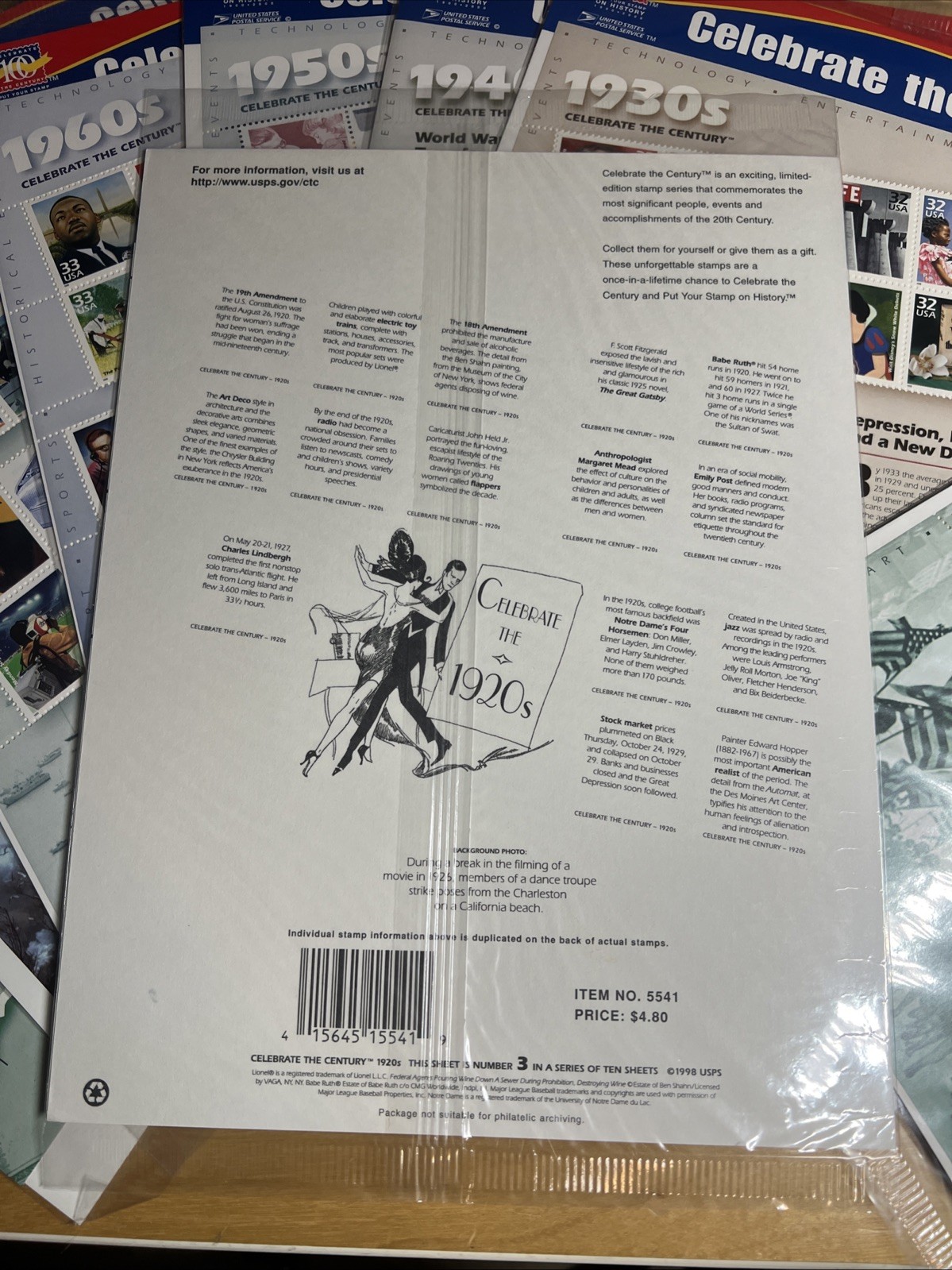 New Sealed CELEBRATE THE CENTURY 1900-1990. Complete 10 Sheet Set US Stamps