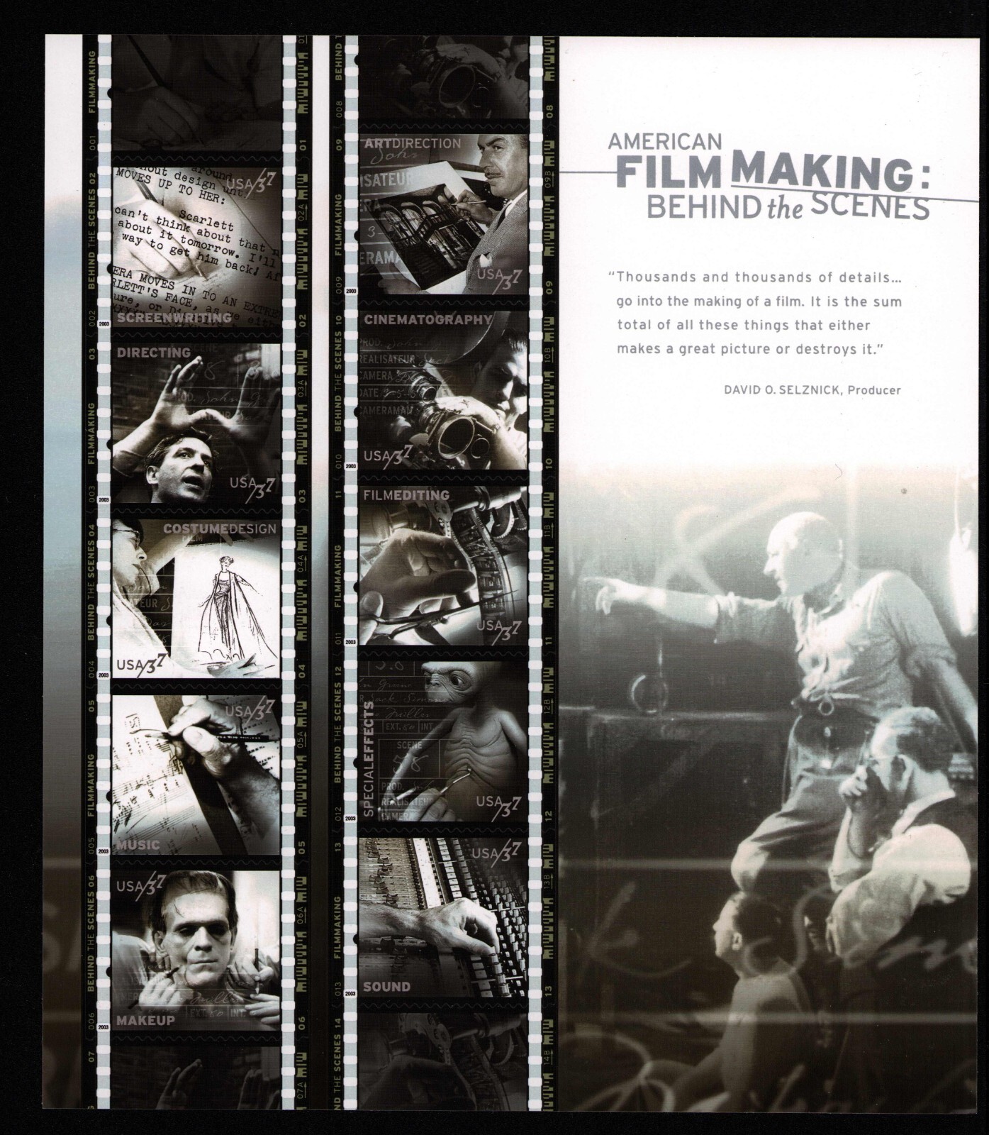 US SCOTT 3772 FILM MAKING PANE OF 10 STAMPS 37 CENTS FACE MNH