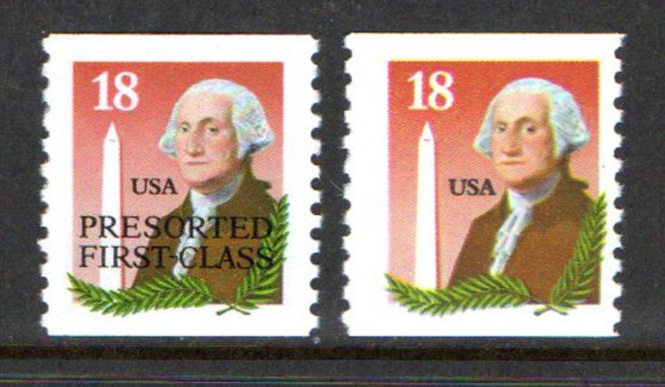 1985 USA #2149 and 2149a 18c George Washington & Monument Coil Singles mint