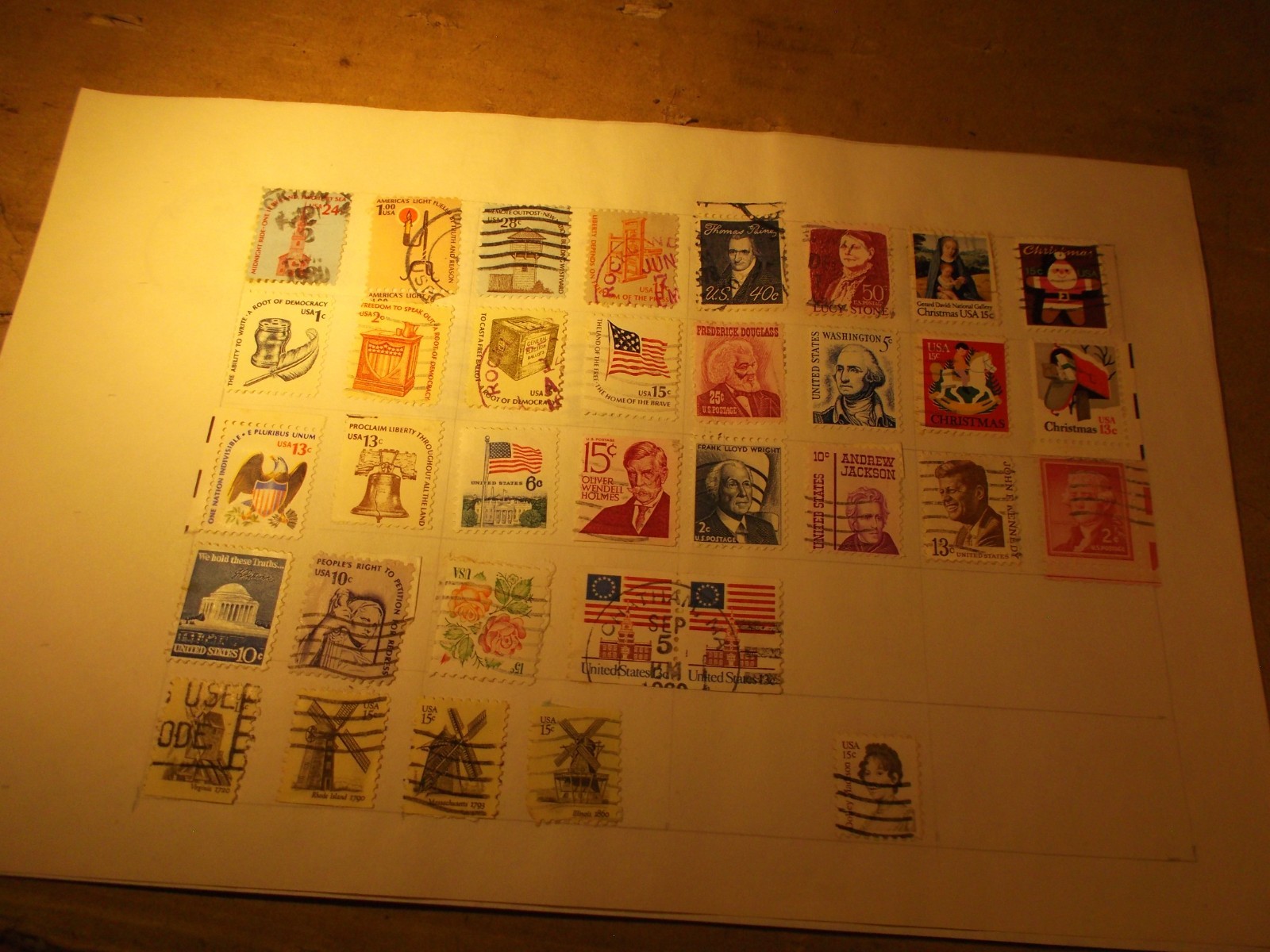 US United States Postage Stamps Over 100 on Ten Sheets. Free Shipping US sales