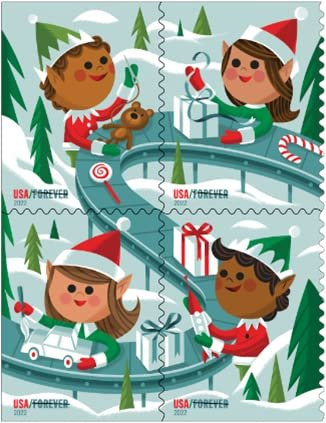 USPS Holiday Elves Forever Postage Stamps (1 Booklet, 20 Stamps) BRAND NEW