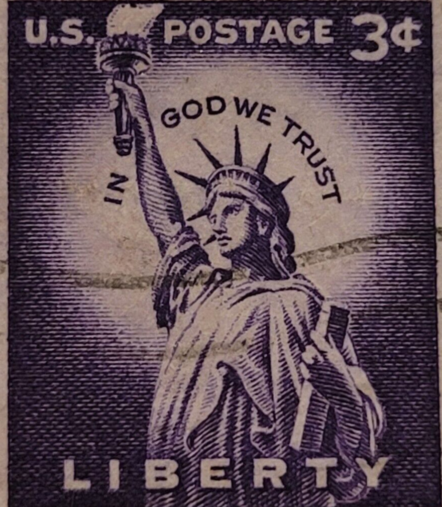 U.S. Postage ~ Statue of Liberty ~ Cancelled/Posted ~ 3¢ Purple Stamp – X16