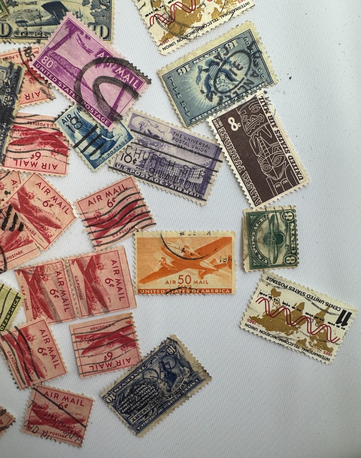Large Vintage US Air Mail and Transportation Stamp Lot 100+ Used Scott C-Series