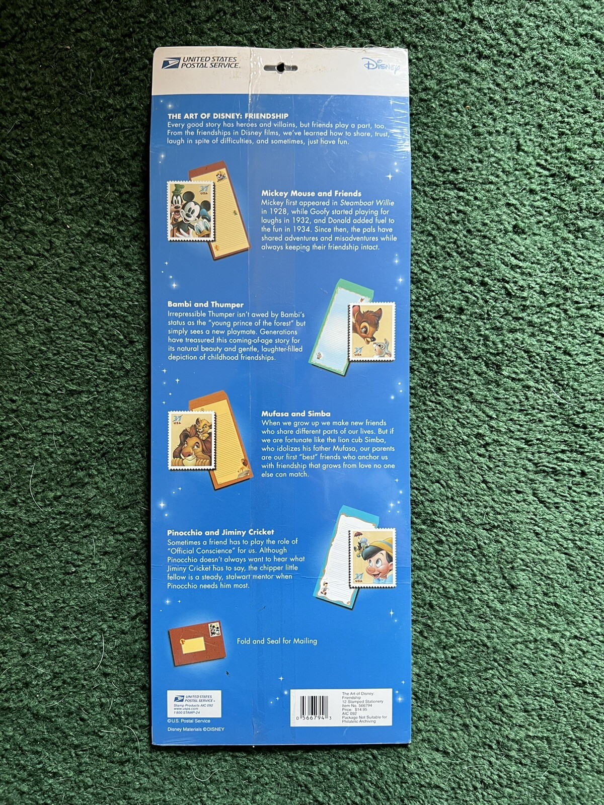 The Art of Disney-Friendship-12 Self Mailers-4 Designs-List Price Value= $14.95