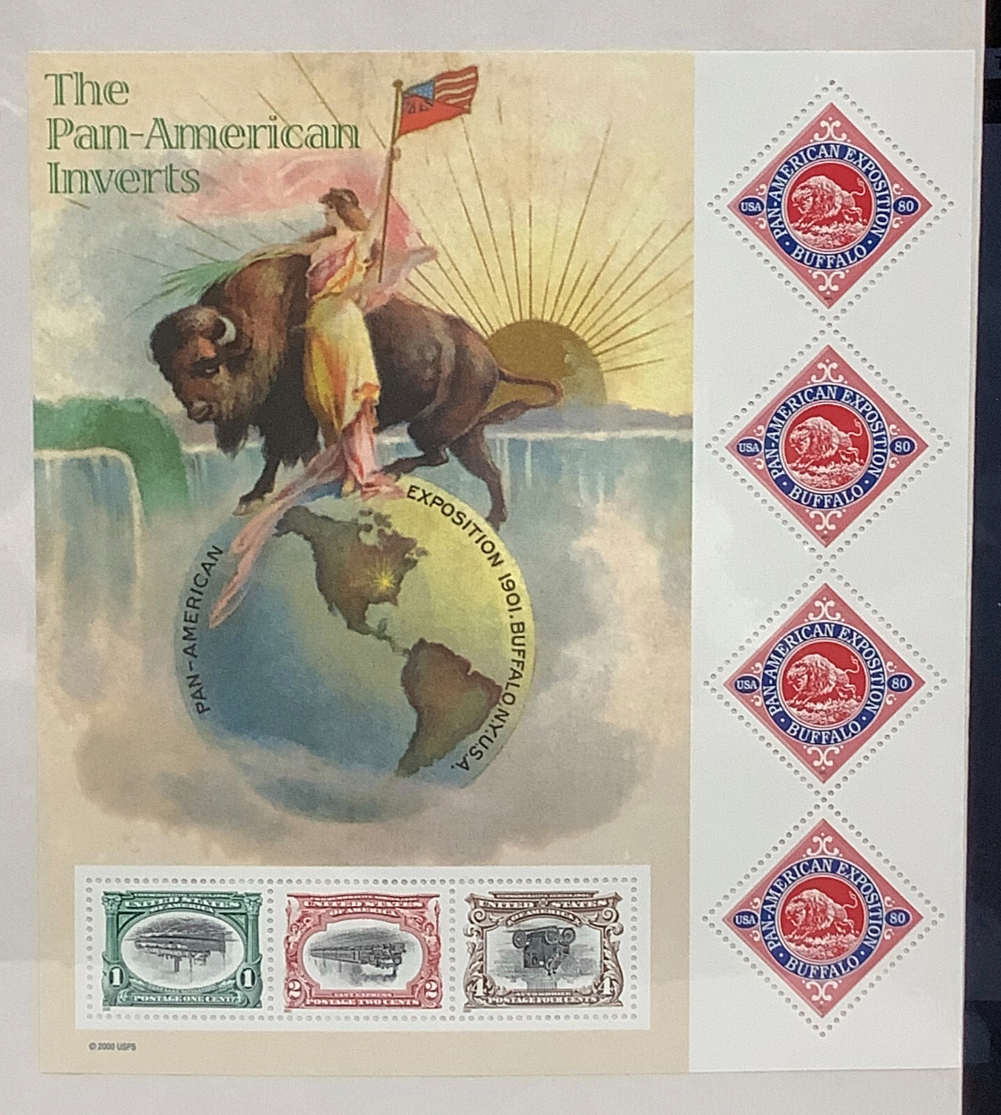 US SCOTT 3505 SHEET OF 7 PAN AMERICAN INVERTS STAMPS $3.27 FACE MNH
