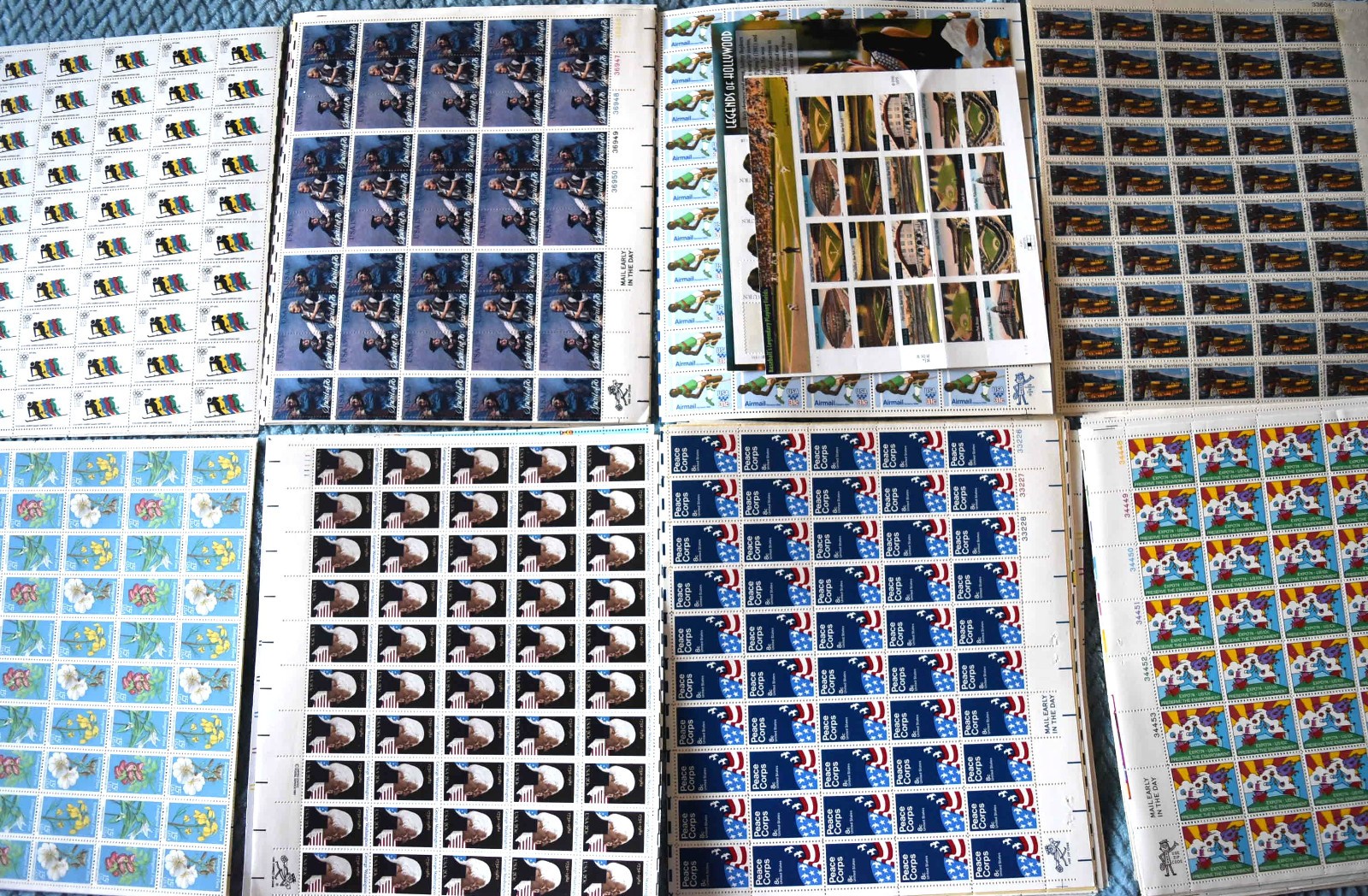 US Mint Never Hinged with Original Gum Stamp Sheet Collection FV $388