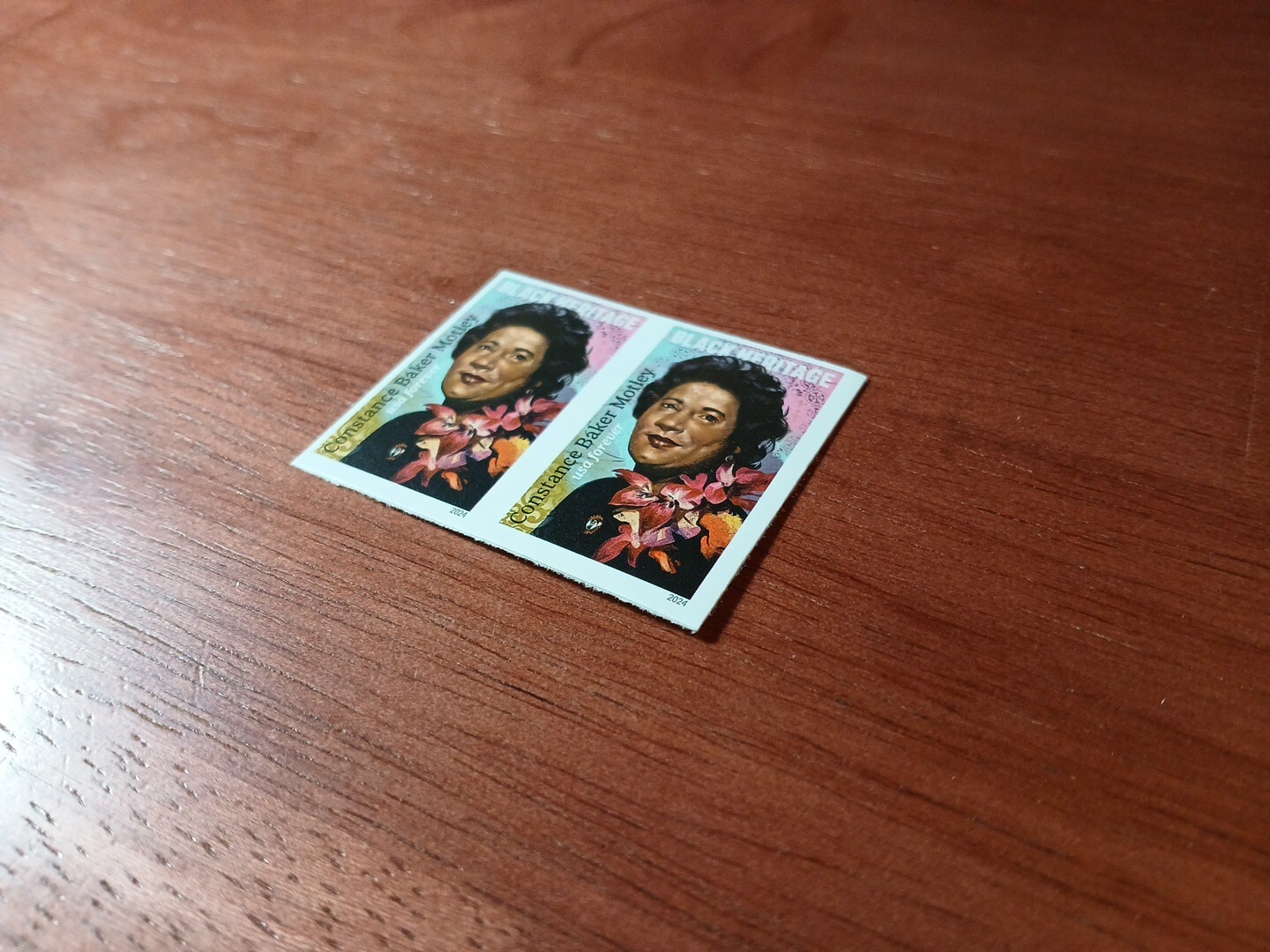 USA 2024 Sc #5830a 4ever CONSTANCE BAKER MOTLEY Imperf/NDC Horizontal pair Mint