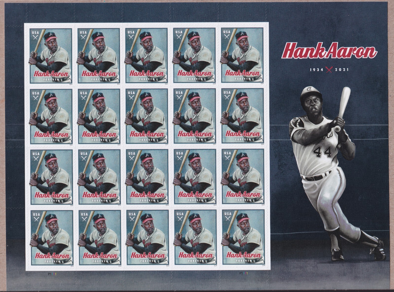USPS Hank Aaron Full Sheet of 20 Forever Stamps