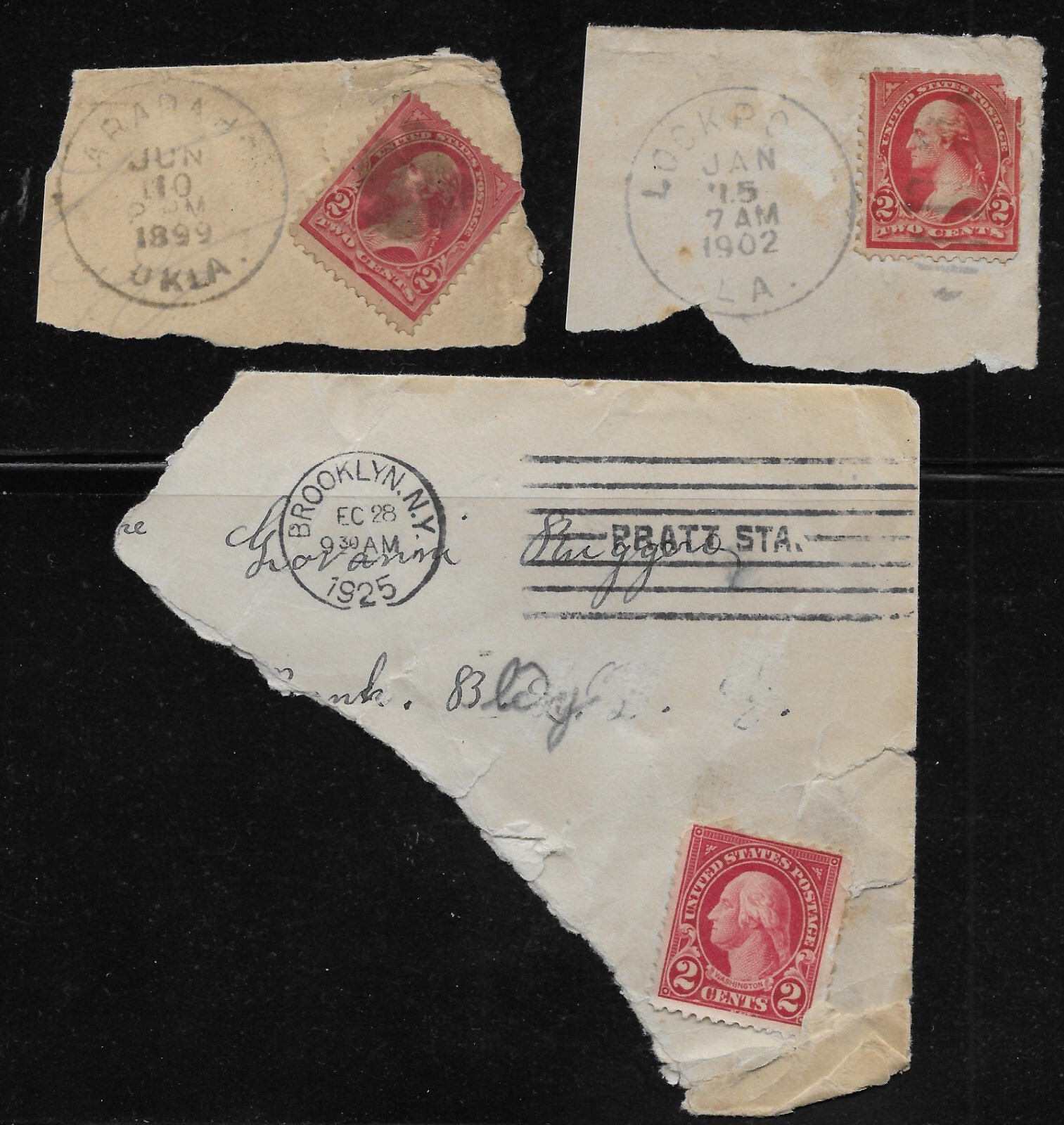 1899-1925 Lot of Three 2¢ Washington Postal Cuts, Scott Types A88 & A157, *F*