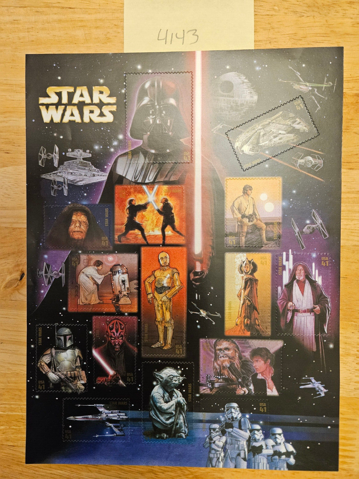 SCOTT 4143 Sheet of 15 STAR WARS 41¢ STAMPS MNH Face Value $6.15