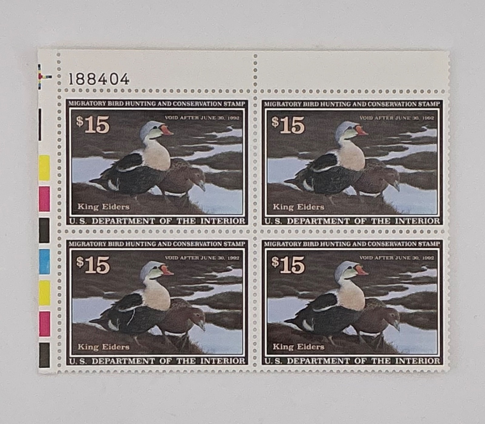 1991 US Federal Scott #RW58 King Eiders Block of 4 MNH