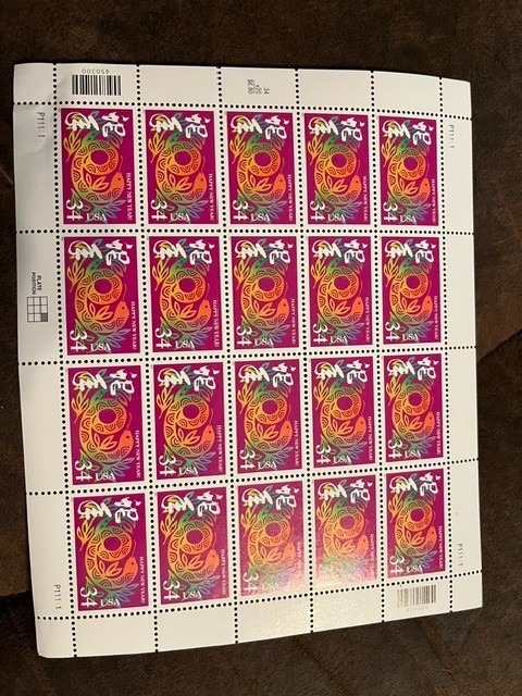 Scott #3500. 34c Lunar Year of the Snake sheet of 20. (2000). MNH. free shipping