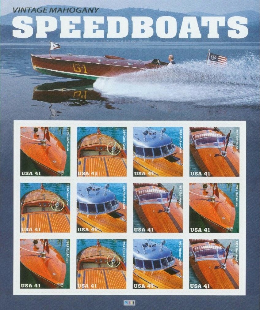 US 41¢ Vintage Mahogany Speedboats Postage Stamps #4160-63 MNH Full Sheet