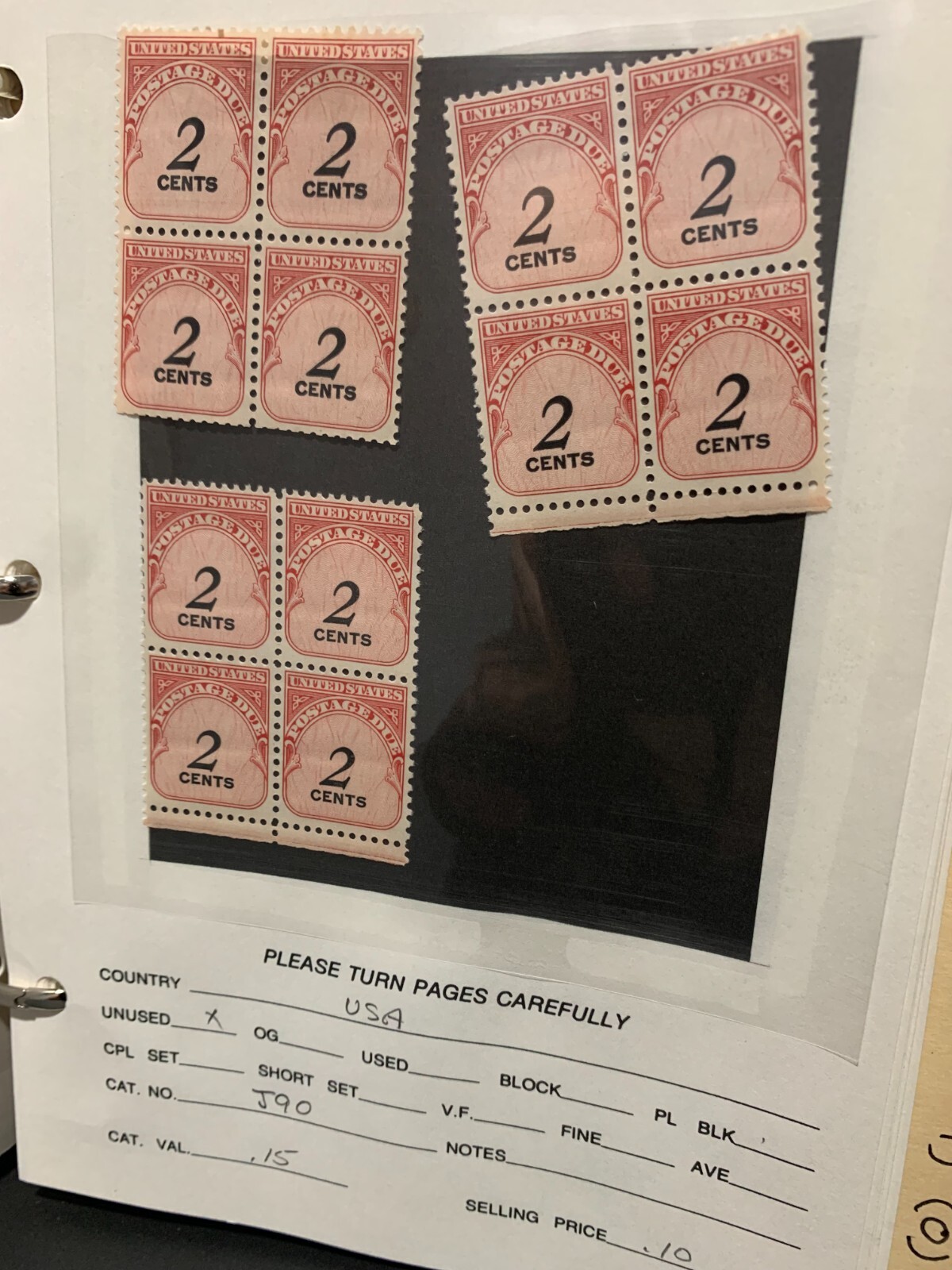 US Stamp J90 2c Block 3 ( 12 pcs) Unused