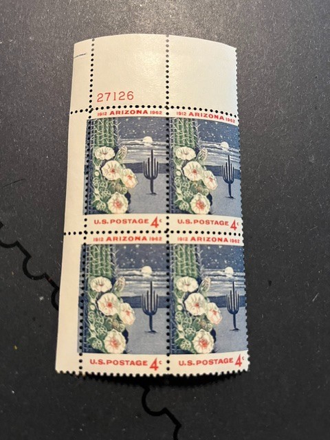 Scott #1192. 4c Arizona Statehood 50th Anniversary plate block of 4. MNH.