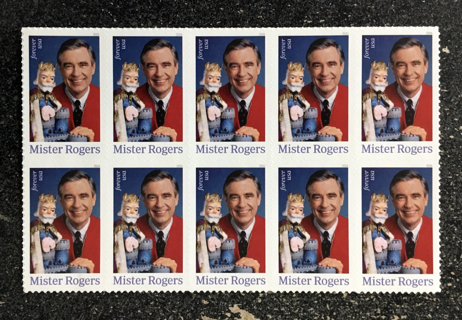 2026USA Forever Mister Rogers – Block of 10 Stamps From Sheet Mint NH