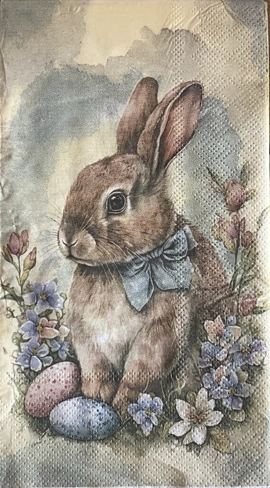 TWO Paper Dinner Decoupage Art Craft Napkins – EASTER Bunny/rabbit Watercolor