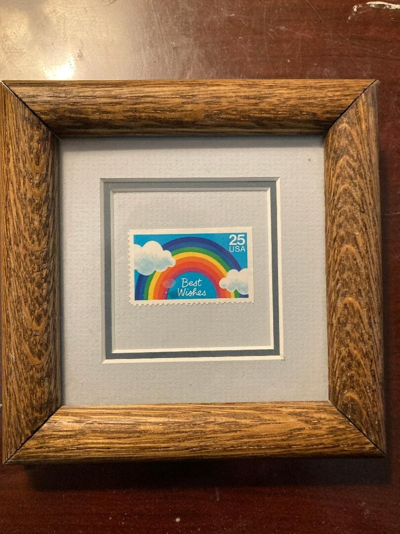 25 Cent Rainbow Postage Stamp – Brand New,Never Used,Preserved in a nice Frame