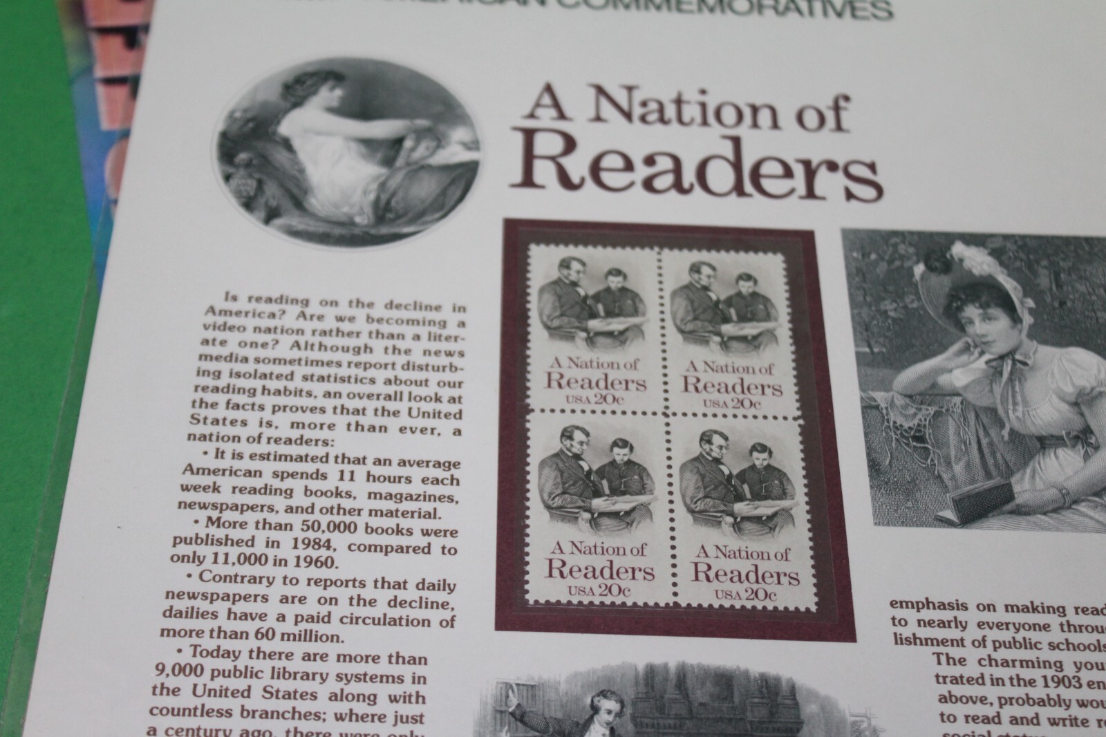 American Commemoratives A Nation Of Readers USPS Stamp Panel 234 October 16 1984