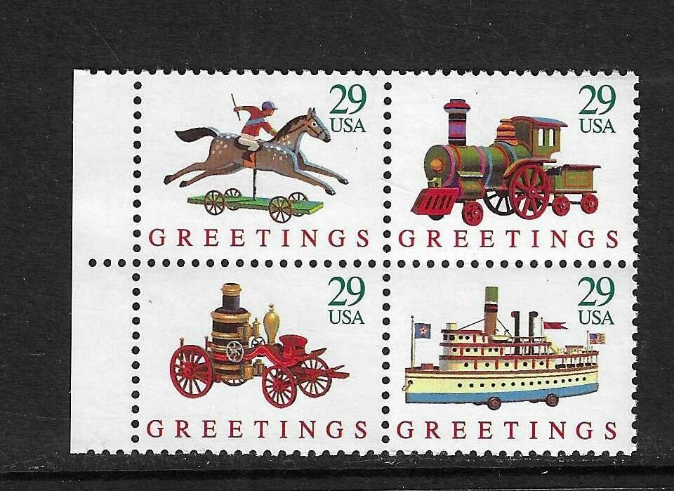 USA SC # 2714a Christmas 1992 – TOYS – BLK 4 . MNH….