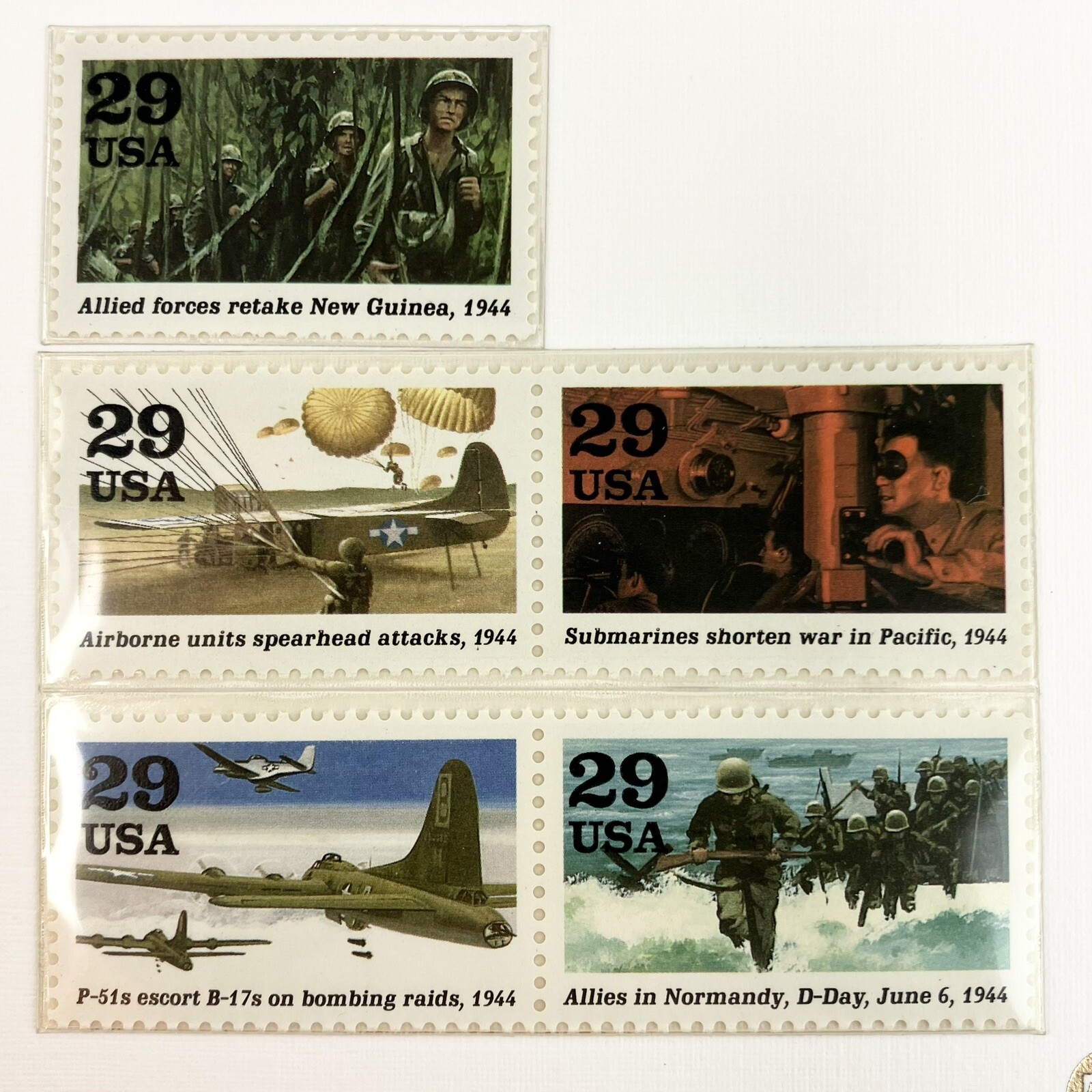 Donald Moss WWII Postage Stamp Art USPS D Day P38 Veteran Military Farmable Gift
