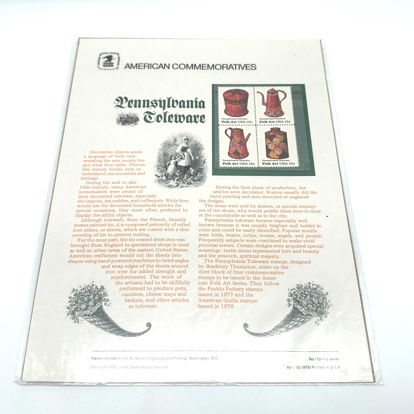 1979 USPS Pennsylvania Toleware – American Folk Art Commemorative Sheet
