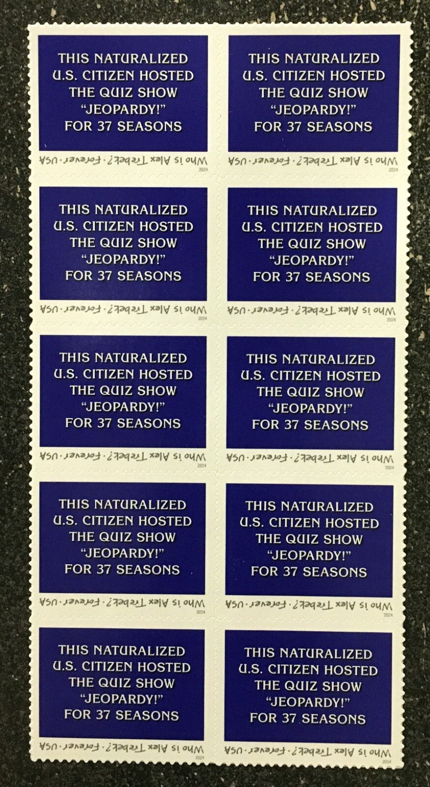 2024USA #5907 Forever Alex Trebek Jeopardy – Block of 10 From Sheet mint postage