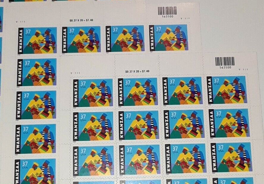 Three Panes x 20 = 60 of KWANZAA 37¢ African-American Holiday US Stamps USA 3673