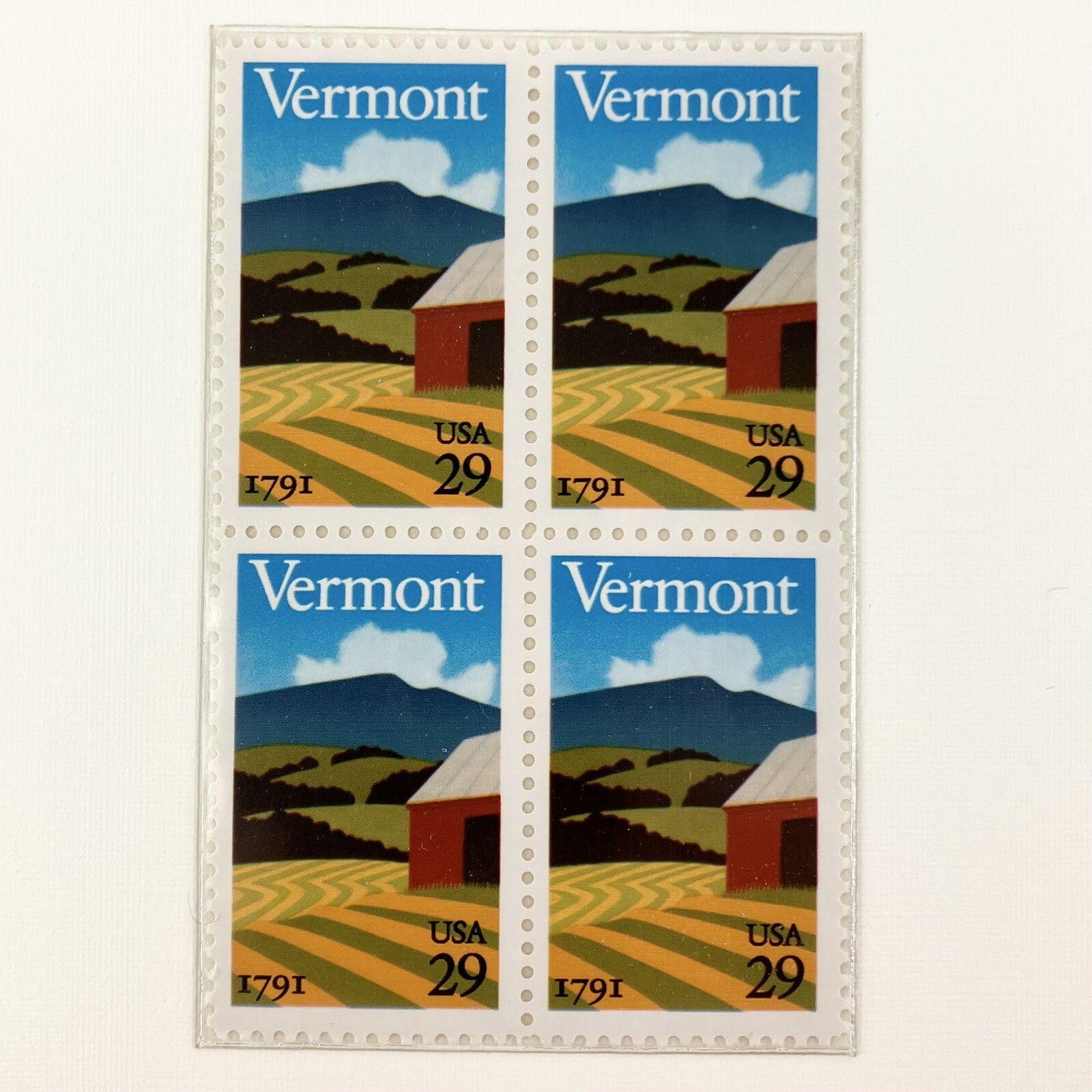 Marian Henjum Vermont Statehood Postage Stamp Art USPS Farmable Gift 1991