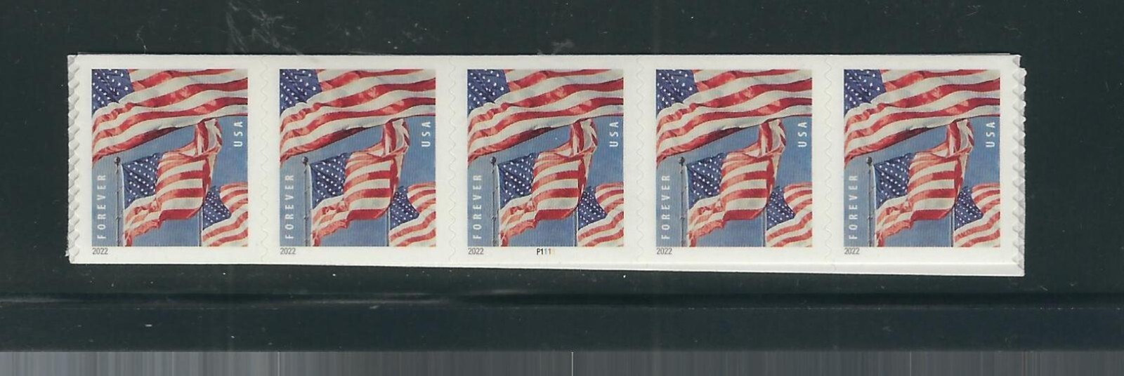 USA SC # 5656 USA FLAG/ Forever stamp . Strip of 5 PNC . MNH