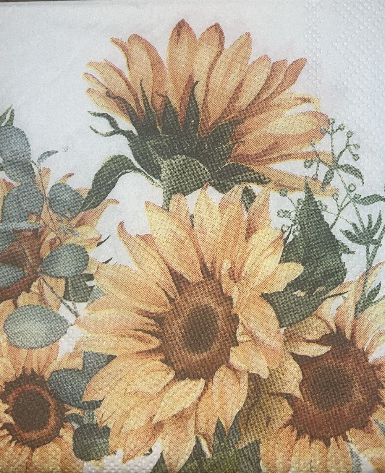 TWO Paper Beverage Decoupage Napkins – Fall Autumn Halloween 5×5” Sunflowers