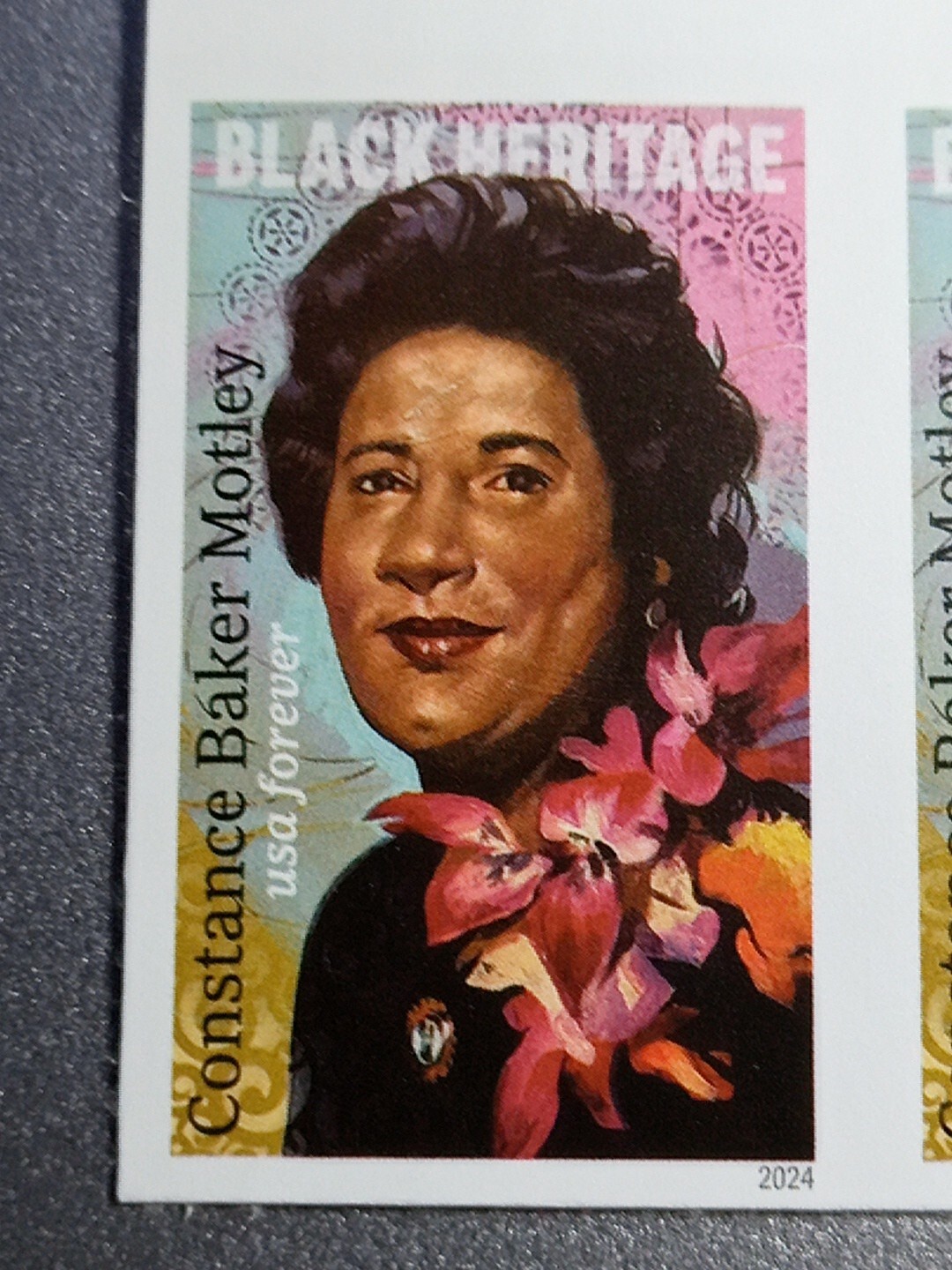 USA 2024 Sc #5830a 4ever CONSTANCE BAKER MOTLEY Imperf/NDC Horizontal pair Mint