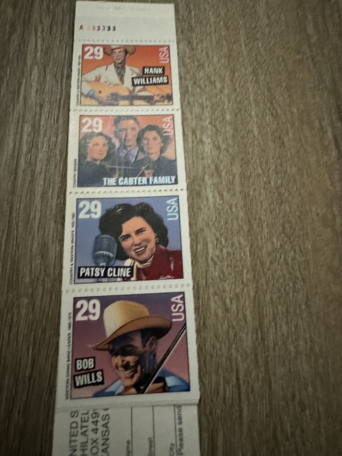 Scott 2771 – 2774, Country and Western, 20 29c stamps.