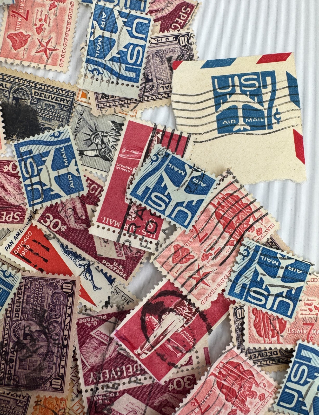 Vintage US Air Mail Special Delivery Stamp Lot 1950s-1960s Used Commemeratives