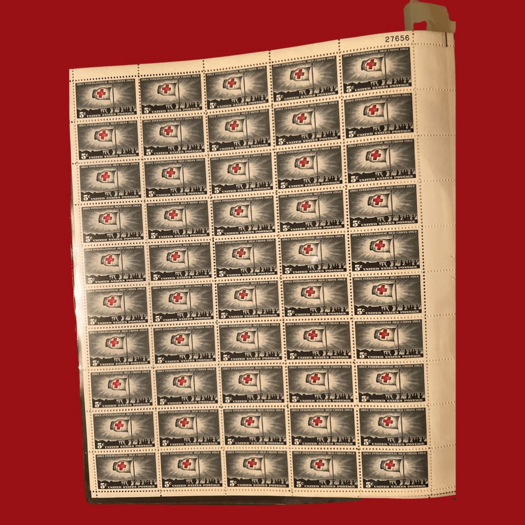 MNH International Red Cross Centenary Issue Sheet of 50 5c Stamps Scott #1236-39