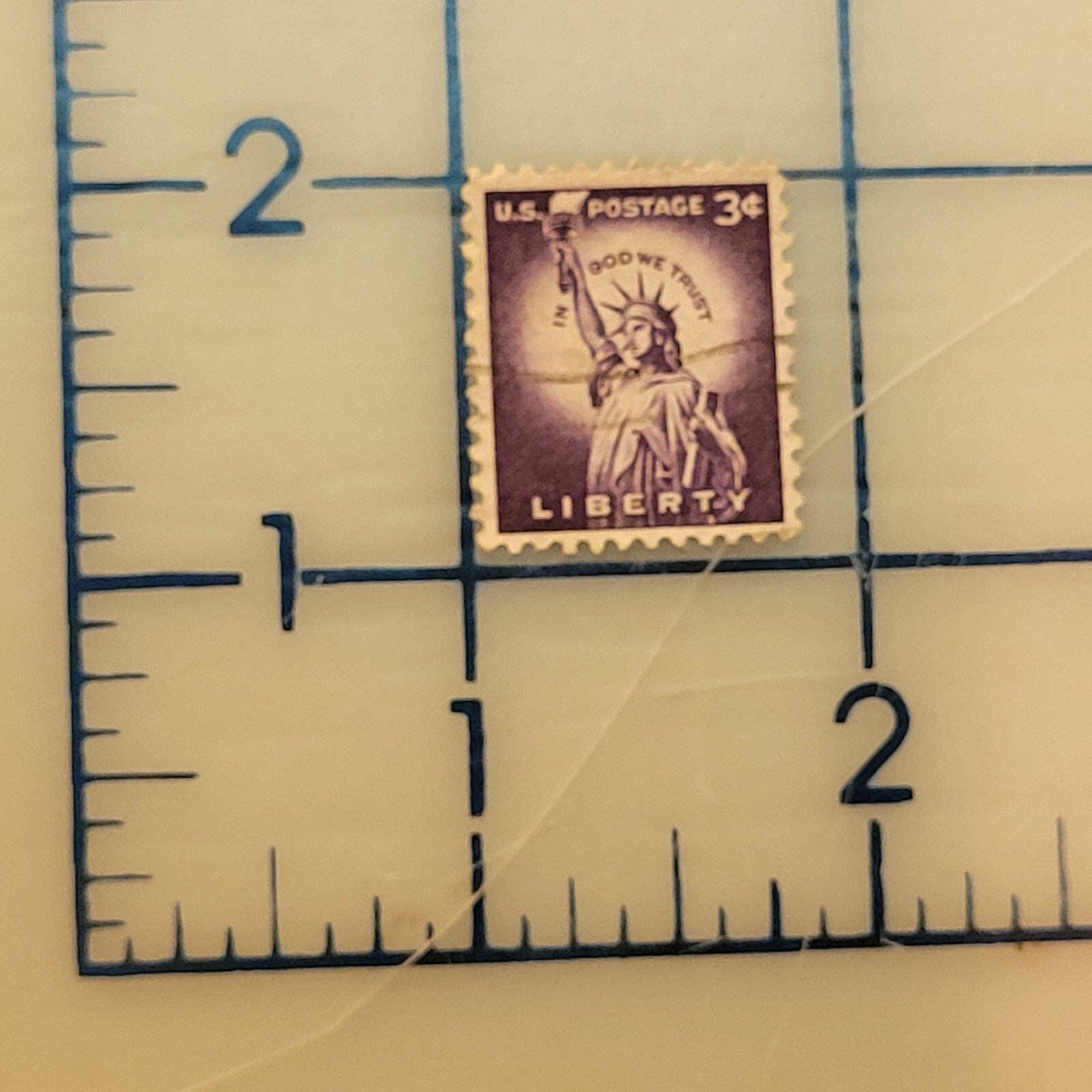 U.S. Postage ~ Statue of Liberty ~ Cancelled/Posted ~ 3¢ Purple Stamp – X16