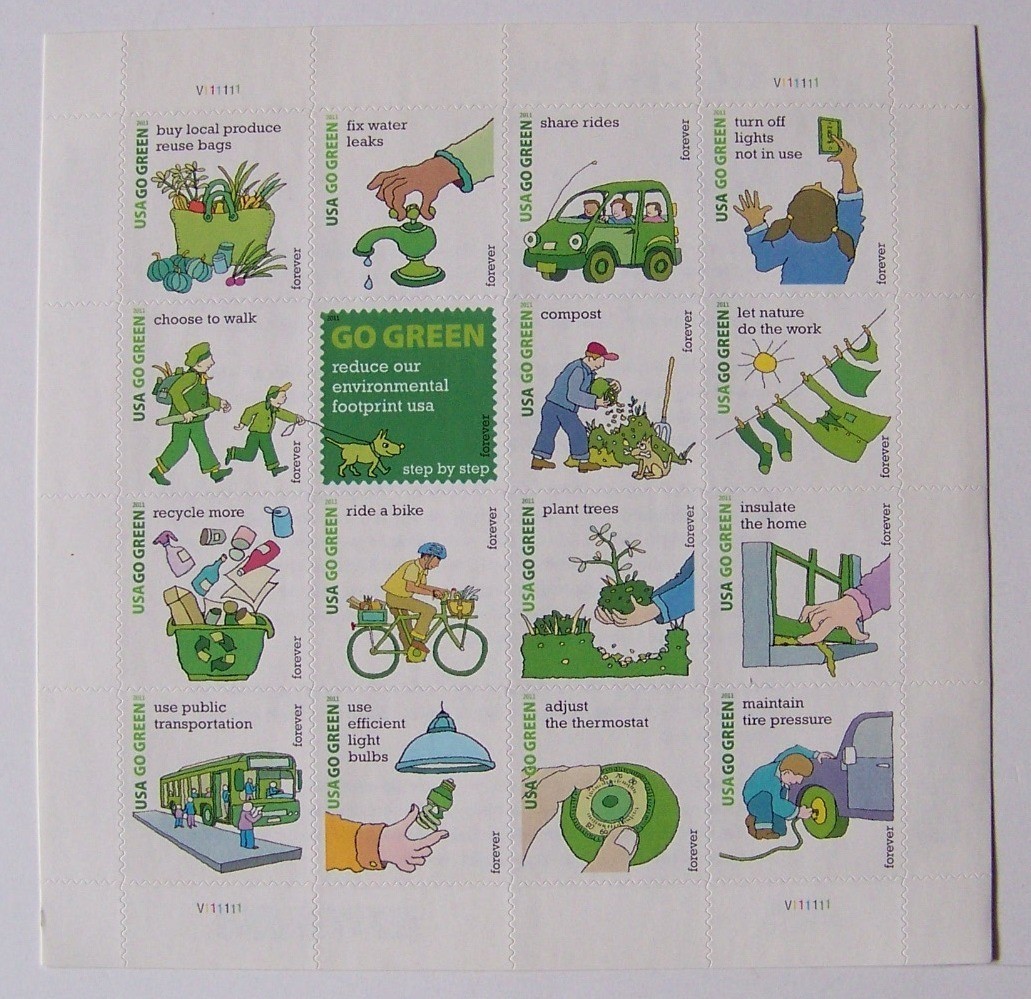 Go Green Forever 1 Sheets of 20 Total Stamps MNH