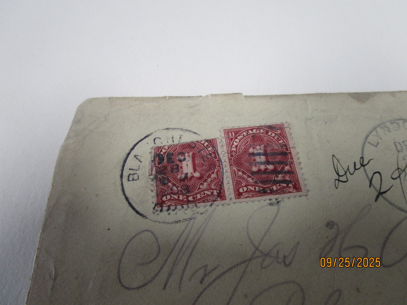 WASHINGTON 2 CENT PRE PAID ENVELOPE 1906 1908 ? DUE 2c STAMP EPHEMERA