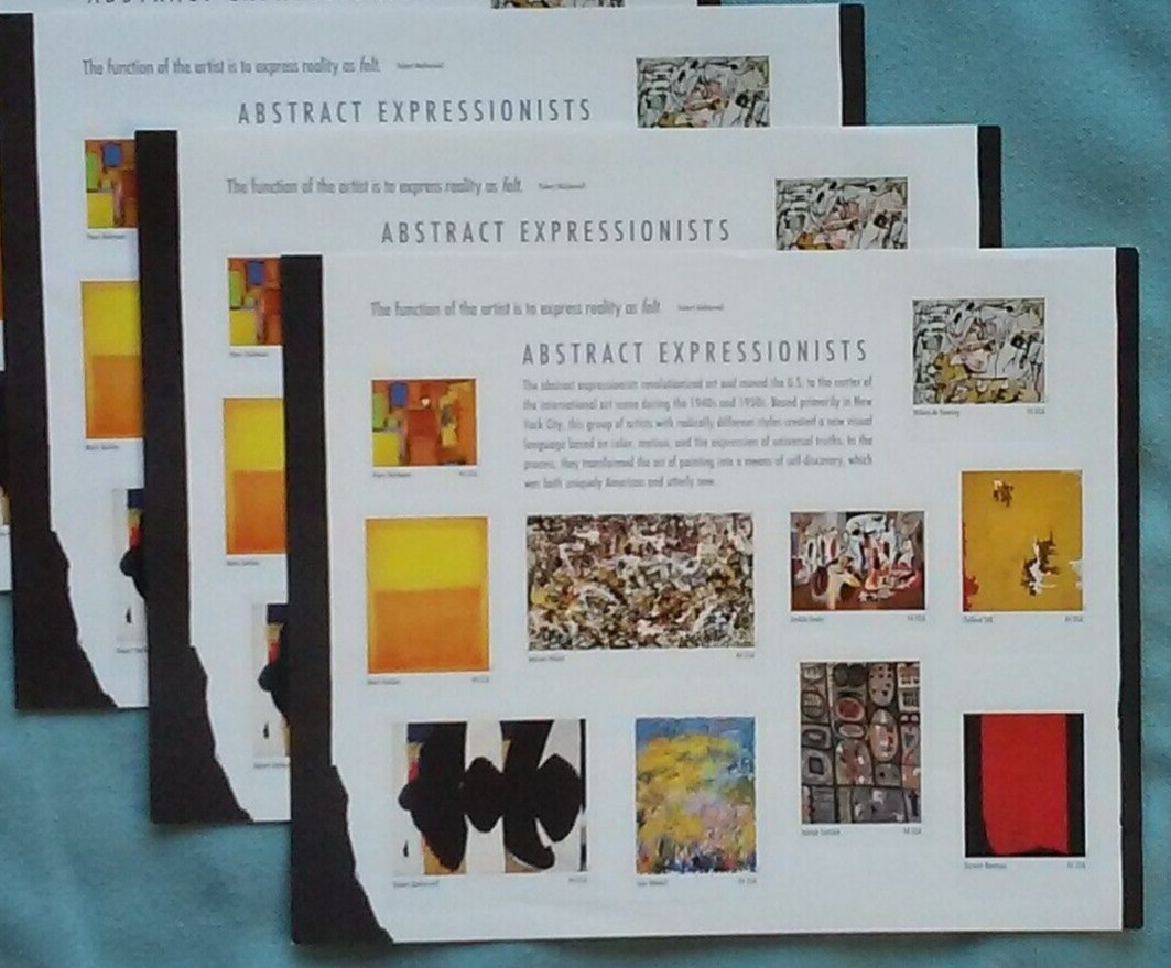 Three Sheet x 20 = 60 ABSTRACT EXPRESSIONISTS 44¢ US Postage Stamps USA Sc 4444