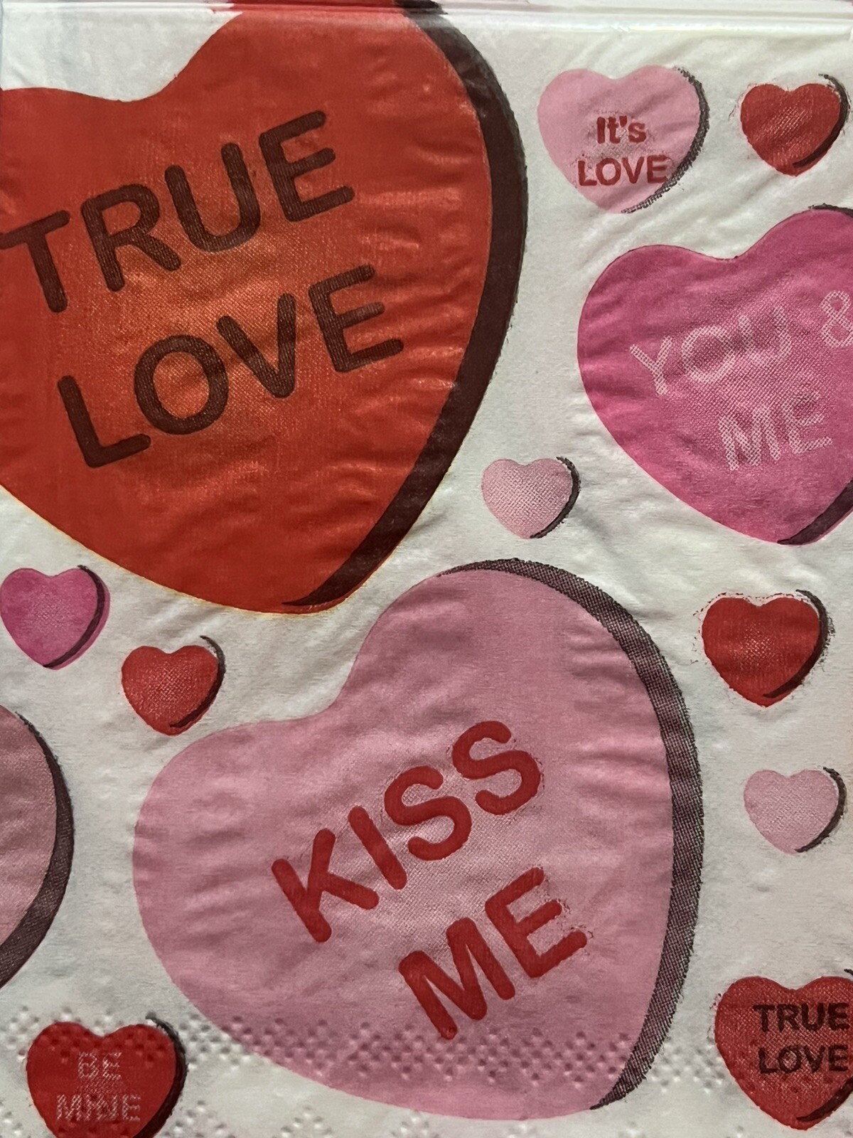 TWO Individual Paper Lunch Decoupage Napkins – VALENTINE Red Hearts/love/Be Mine