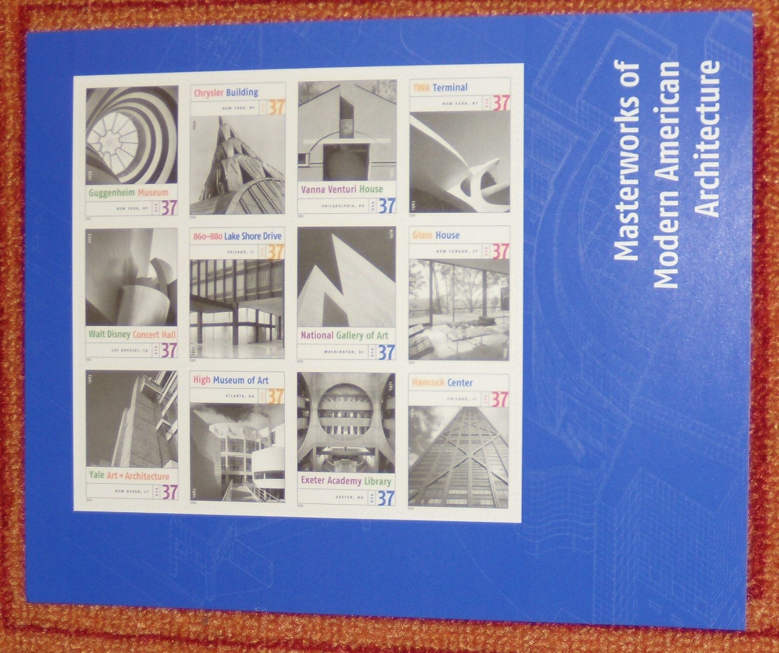 Three x 12 = 36 MASTERWORKS OF MODERN AMERICAN ARCHITECTURE 37¢ US Stamps # 3910