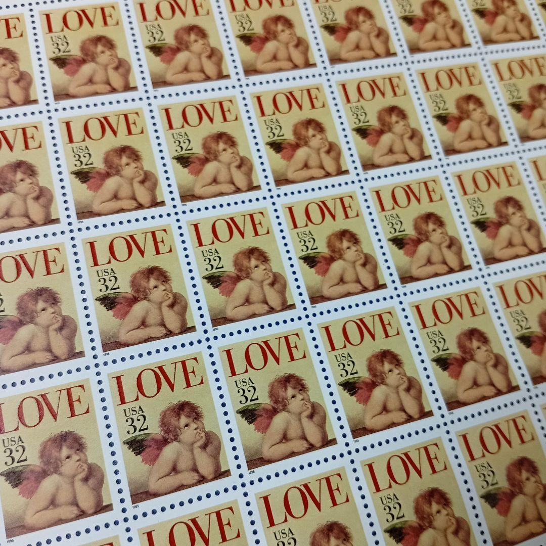 8625 Foreign Stamps USA LOVE Cherub 50-count sheet