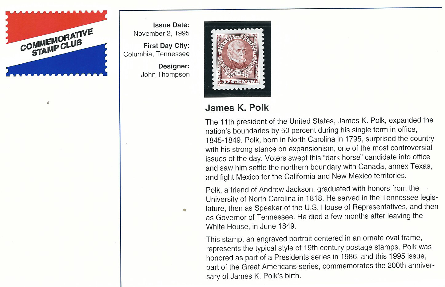 Scott #2587…32 Cent…James Polk + Postal History