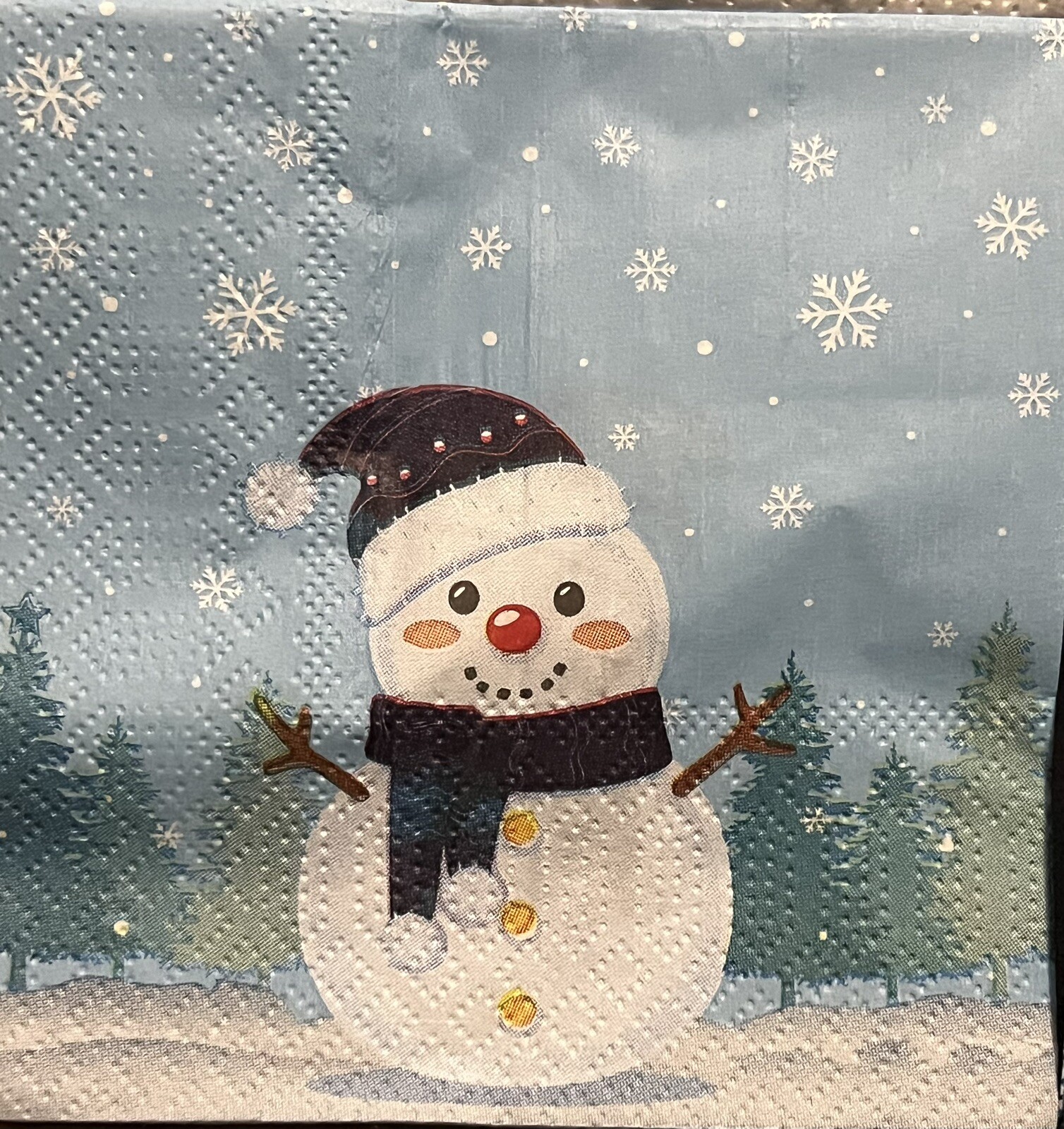 FOUR Paper BEVERAGE/COCKTAIL Decoupage Art Craft Napkins -snowman Christmas Deer